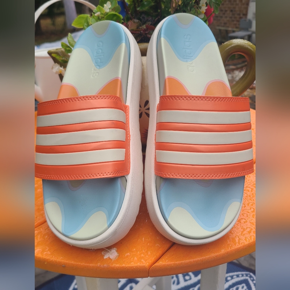 Adidas Woman Sandals - Orange and Light Blue